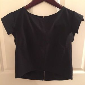 Formal Black Crop Top with Zipper on Back🖤